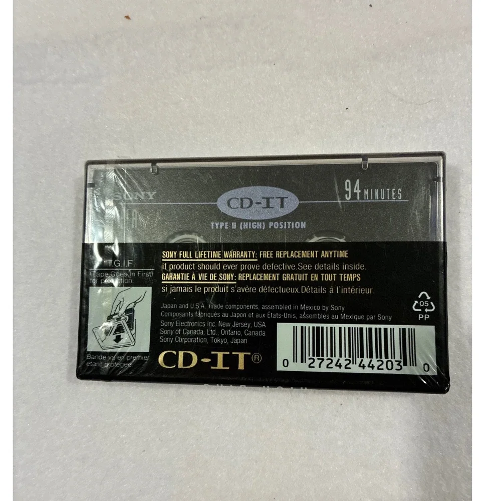 Sony CD-IT 94 Minute High Bias Type II Audio Cassette Tape Sealed Slim Case